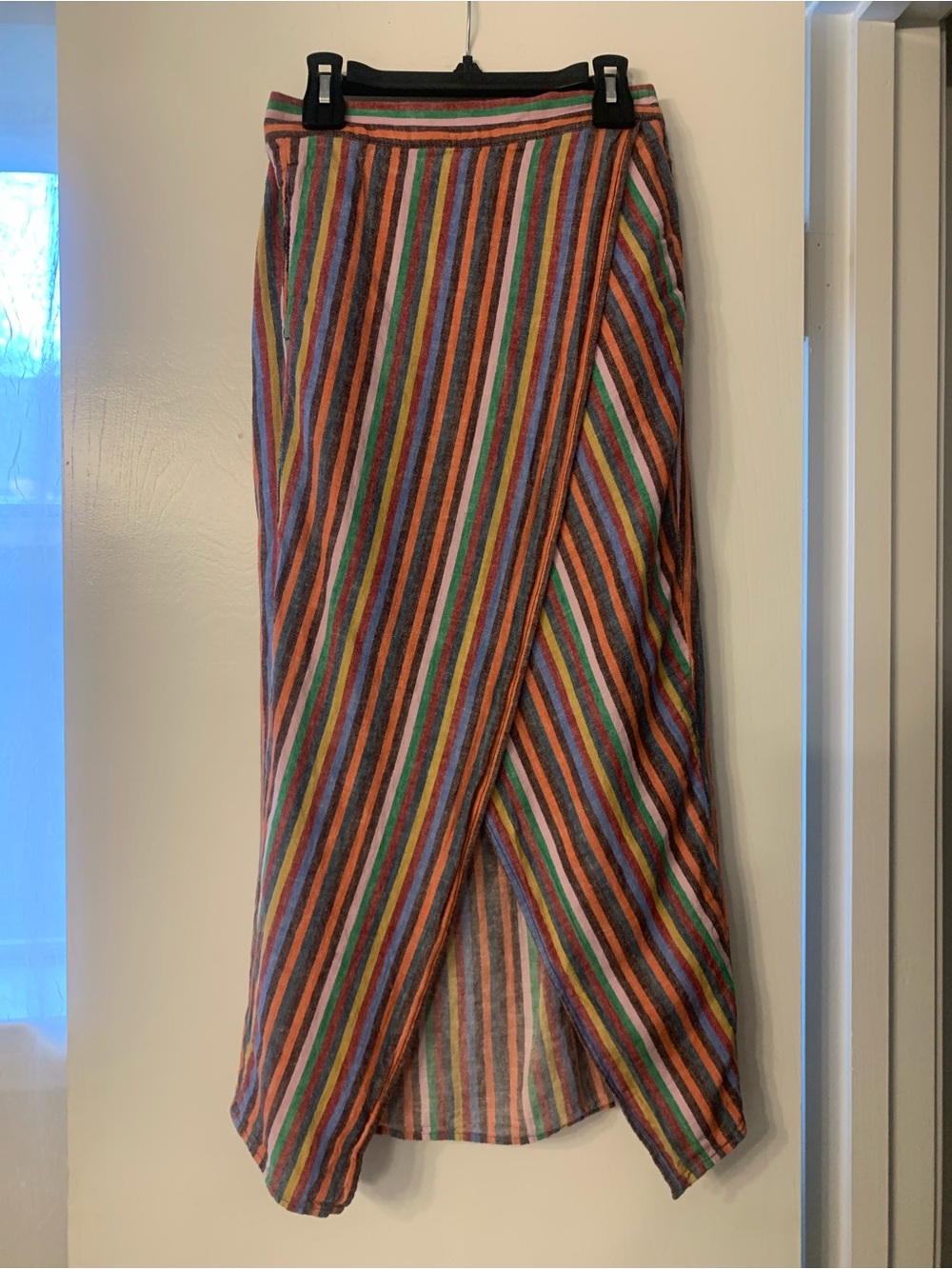 Madewell Multicolor Striped Wrap Midi Skirt